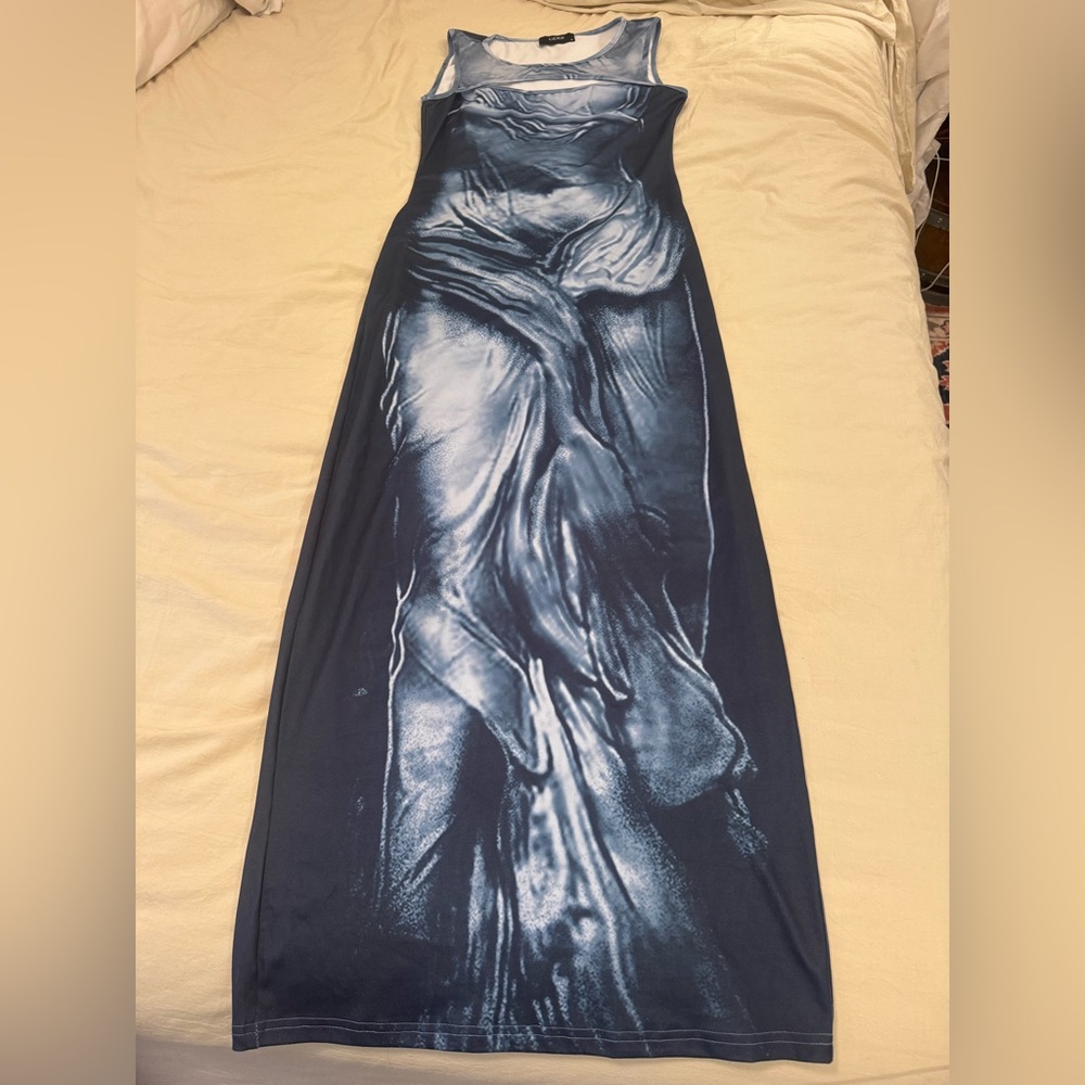 Artistic Blue Maxi Dress